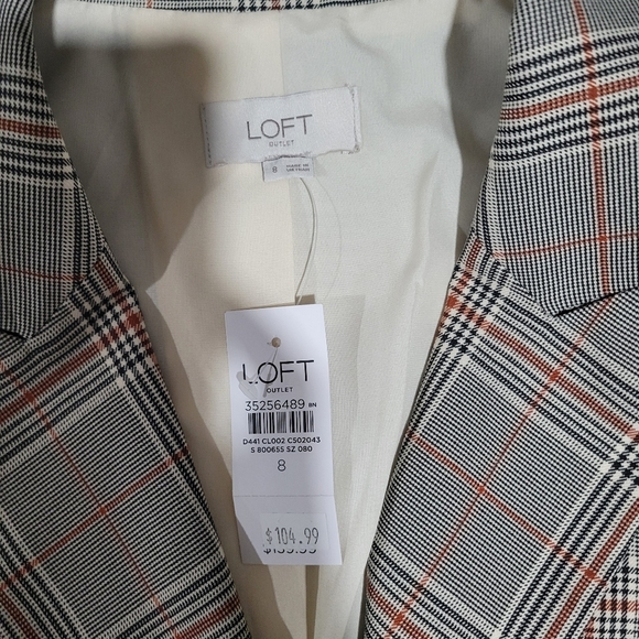 Loft Womens  Gray Plaid Double-Breasted Blazer - Picture 7 of 12